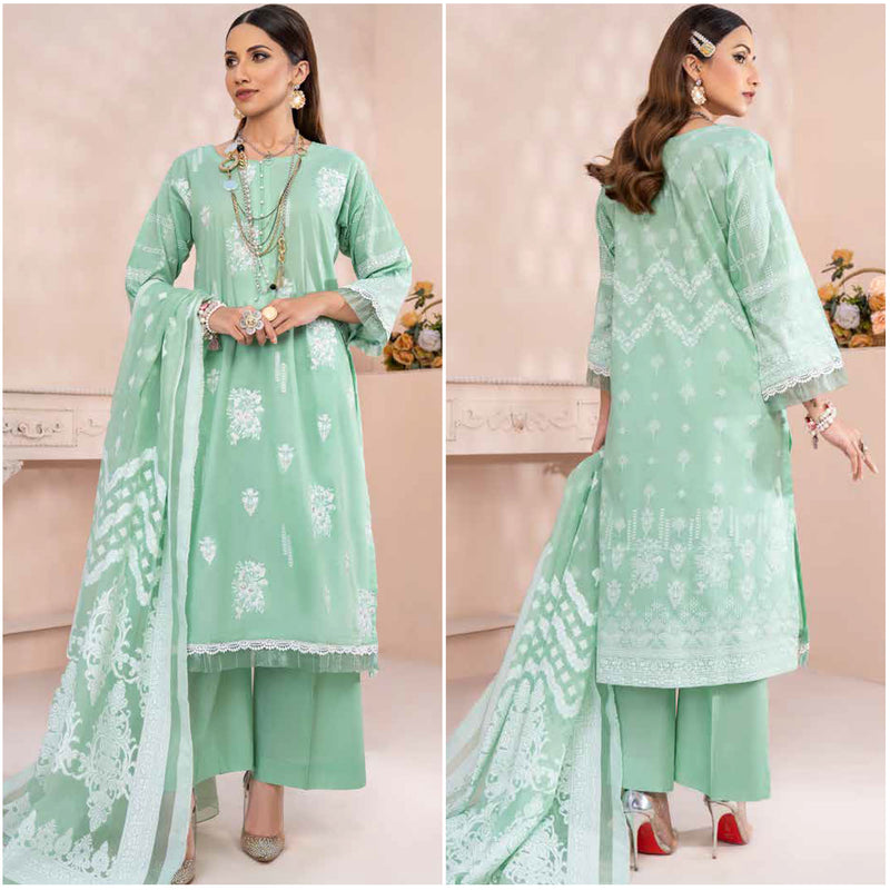 White For Summer Embroidered Lawn 3 Piece Unstitched Suit - 1