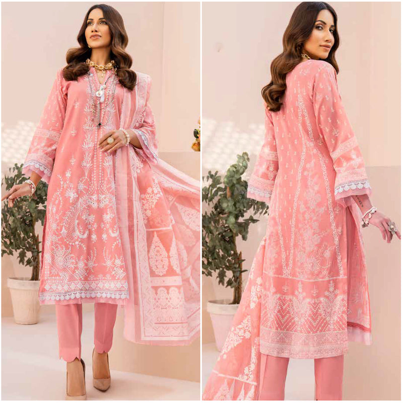 White For Summer Embroidered Lawn 3 Piece Unstitched Suit - 4