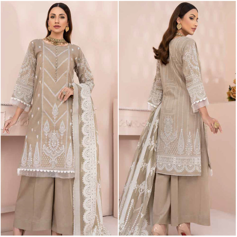 White For Summer Embroidered Lawn 3 Piece Unstitched Suit - 8