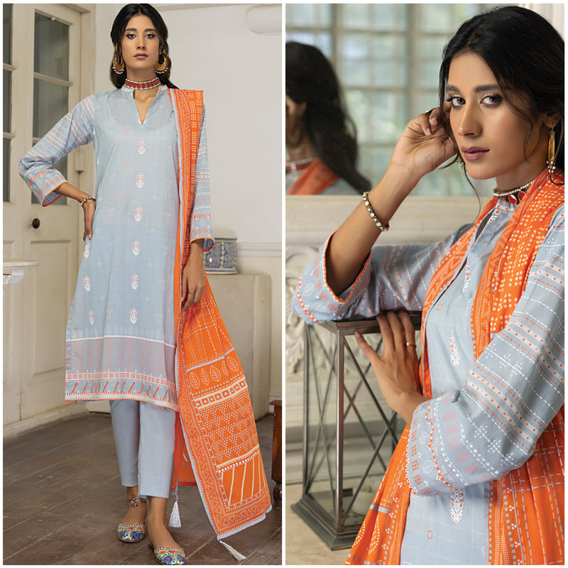 Dareechay Summer Printed Lawn 3 Piece Unstitched Suit - 10